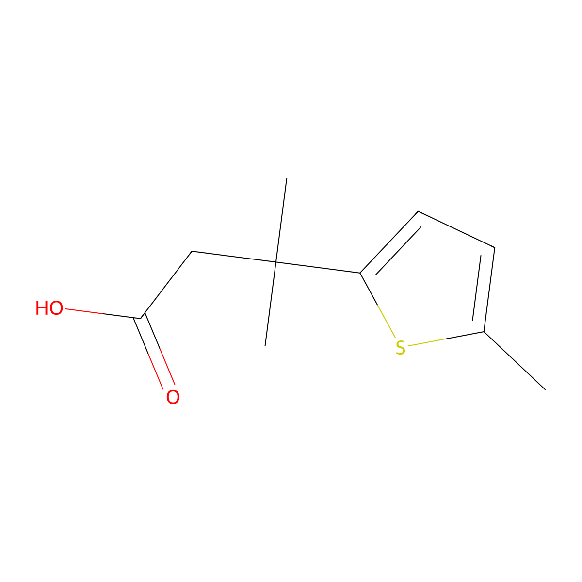 3-Methyl-3-(5-methylthiophen-2-yl)butanoic acid molecular structure, CAS 1508687-83-9