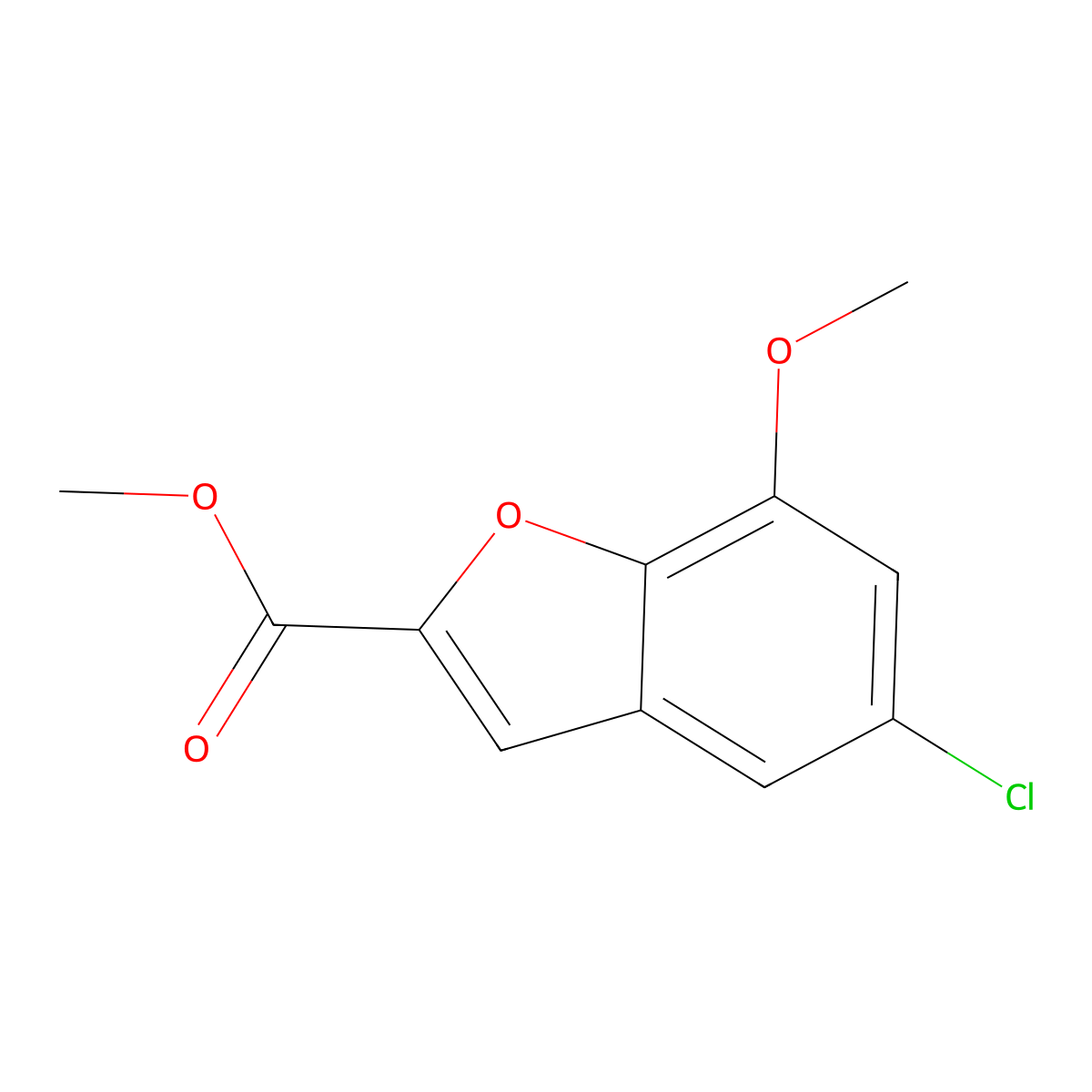 Methyl 5-chloro-7-methoxy-1-benzofuran-2-carboxylate molecular structure, CAS 1508698-64-3