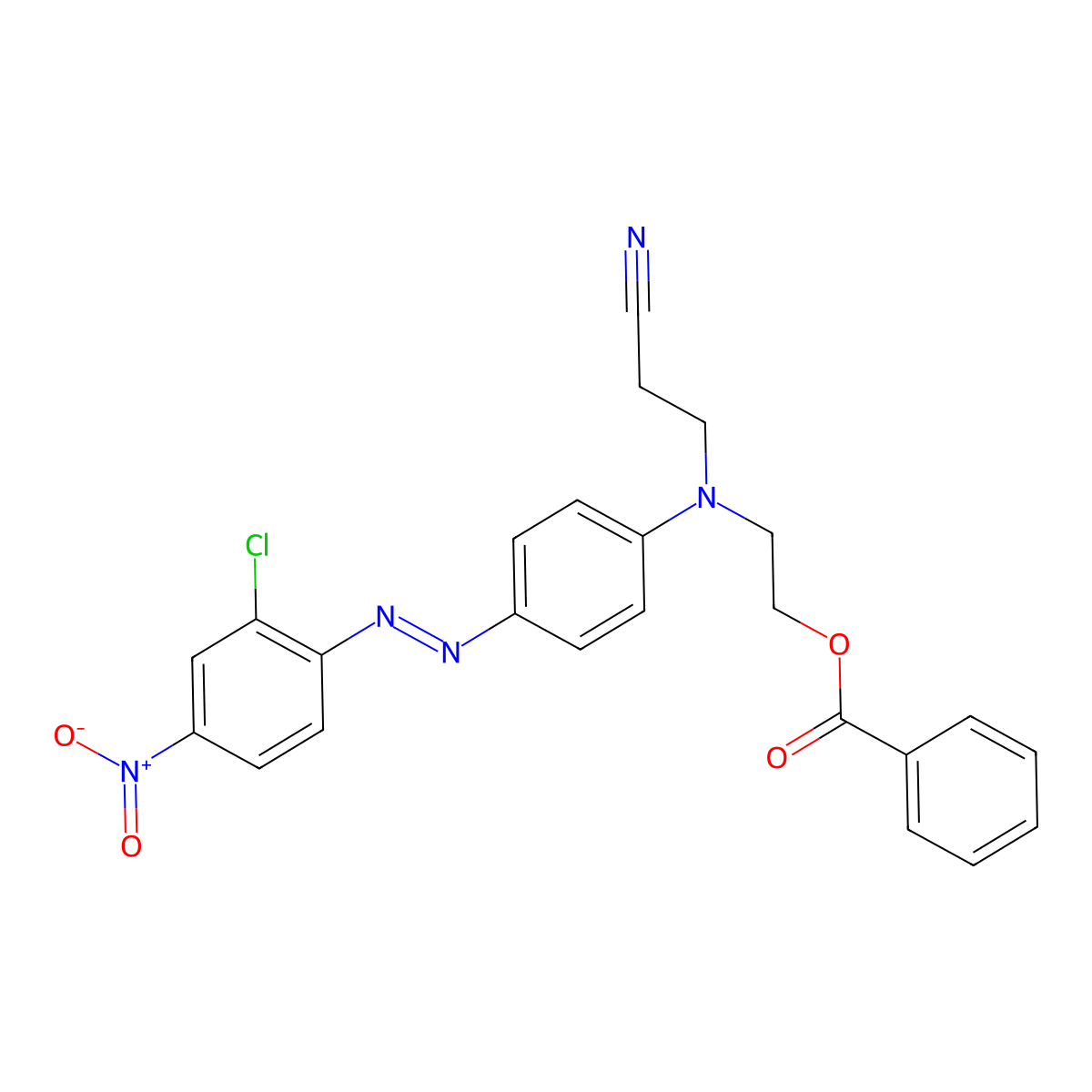 Propanenitrile, 3-[[2-(benzoyloxy)ethyl][4-[2-(2-chloro-4-nitrophenyl)diazenyl]phenyl]amino]- molecular structure, CAS 15087-68-0
