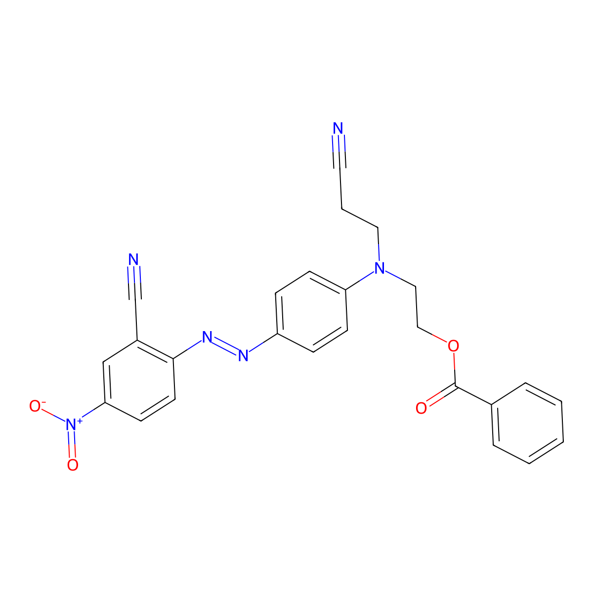 2-[[4-[(2-Cyano-3-nitrophenyl)azo]phenyl](2-cyanoethyl)amino]ethyl benzoate molecular structure, CAS 15087-70-4