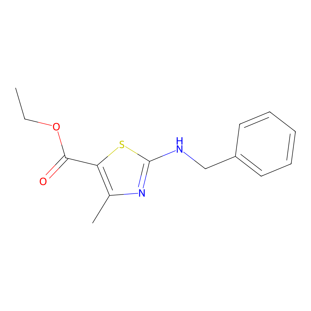 Ethyl 2-(benzylamino)-4-methyl-1,3-thiazole-5-carboxylate molecular structure, CAS 15087-95-3