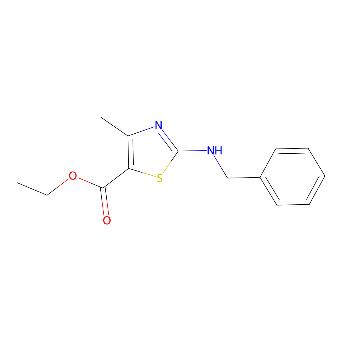 Ethyl 2-(benzylamino)-4-methyl-1,3-thiazole-5-carboxylate molecular structure, CAS 15087-95-3