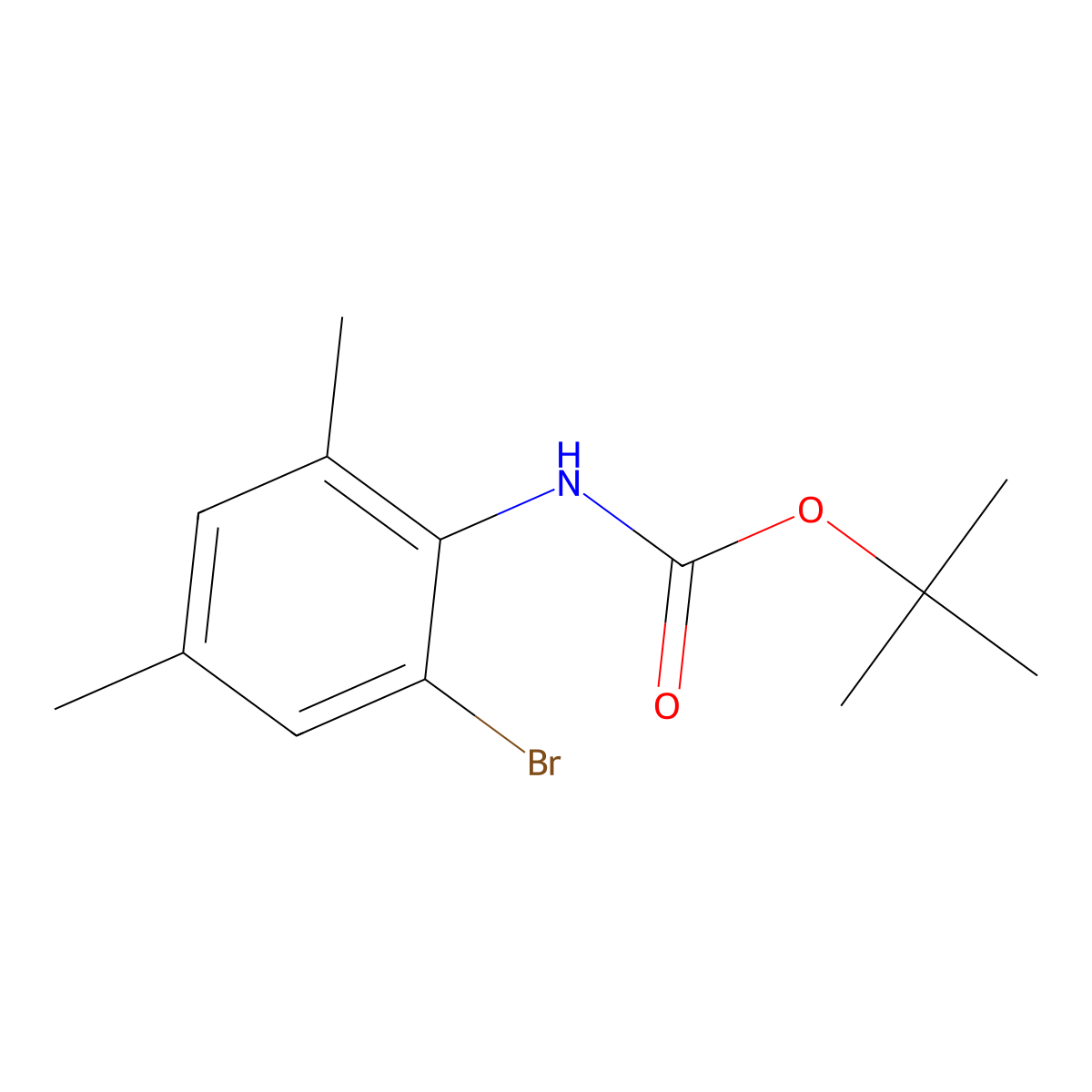 tert-butyl N-(2-bromo-4,6-dimethylphenyl)carbamate molecular structure, CAS 1508702-20-2