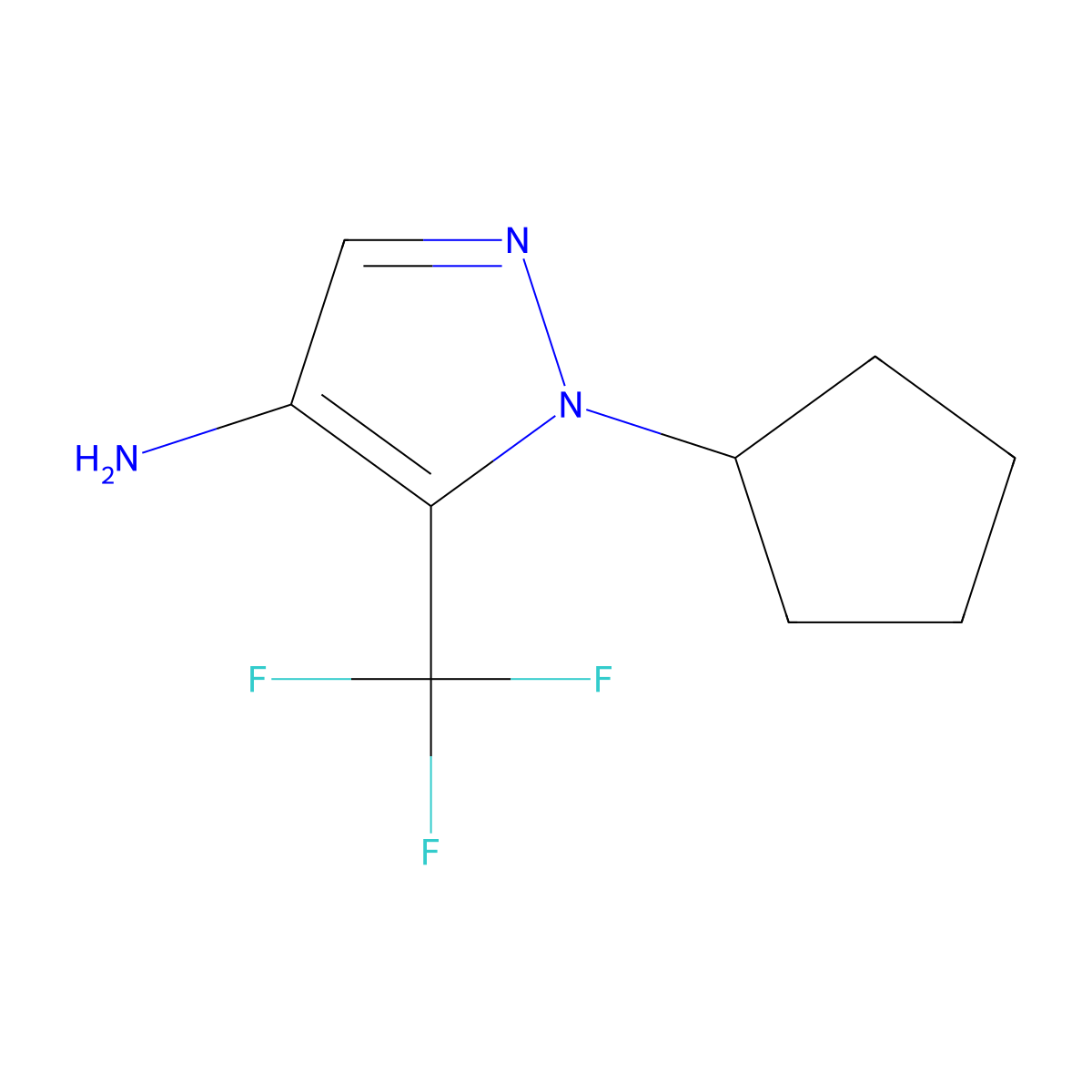1-Cyclopentyl-5-(trifluoromethyl)-1h-pyrazol-4-amine molecular structure, CAS 1508711-18-9