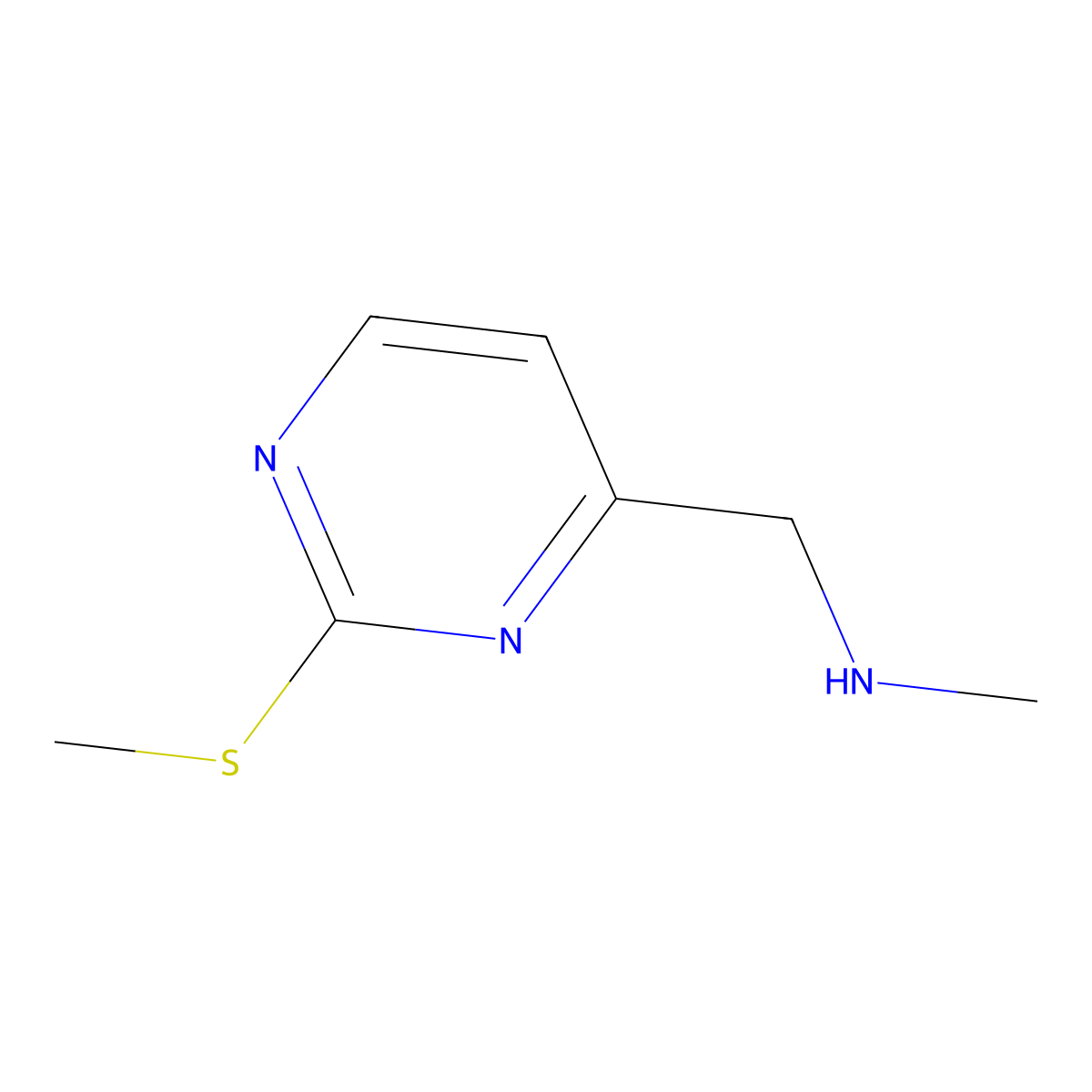 N-Methyl-1-(2-(methylthio)pyrimidin-4-yl)methanamine molecular structure, CAS 1508721-46-7