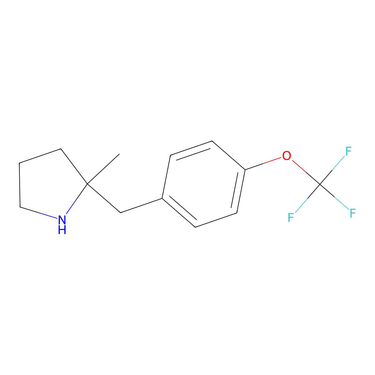2-Methyl-2-{[4-(trifluoromethoxy)phenyl]methyl}pyrrolidine molecular structure, CAS 1508740-95-1