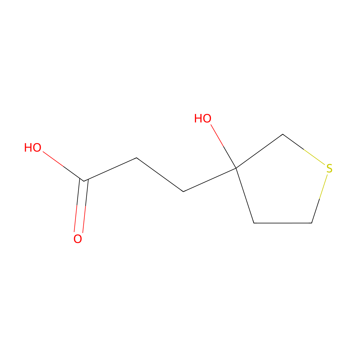 3-(3-Hydroxytetrahydrothiophen-3-yl)propanoic acid molecular structure, CAS 1508781-78-9