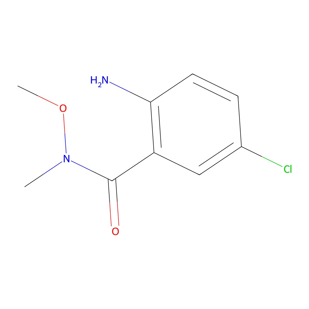 2-amino-5-chloro-N-methoxy-N-methylbenzamide molecular structure, CAS 150879-48-4