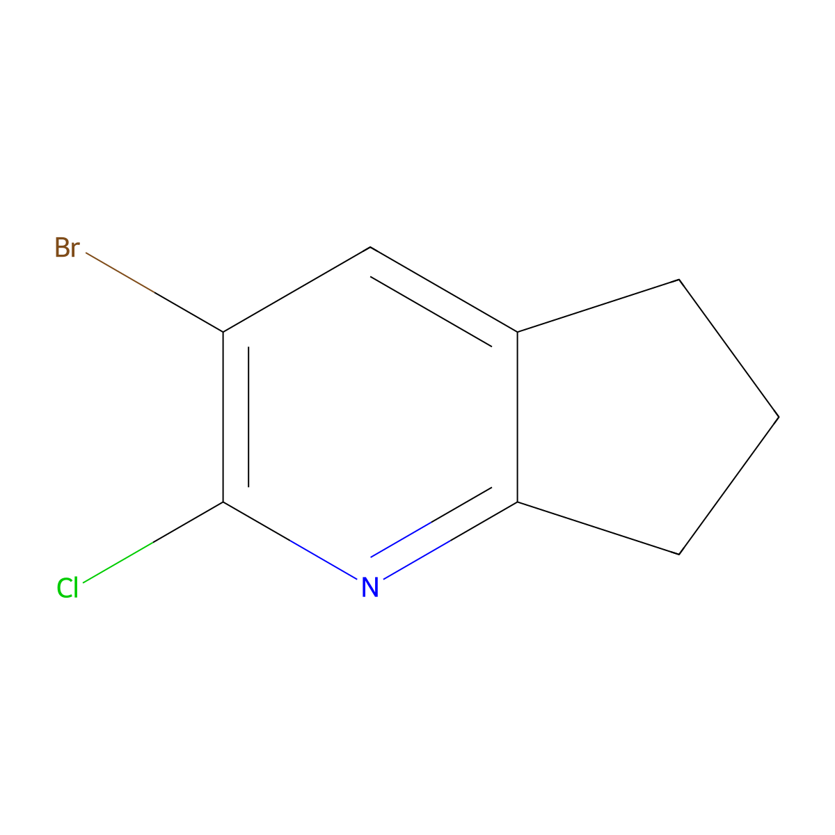 3-bromo-2-chloro-5H,6H,7H-cyclopenta(b)pyridine molecular structure, CAS 1508793-36-9