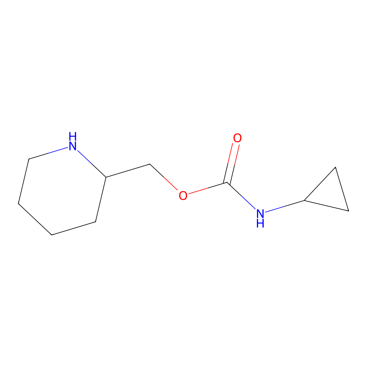 (piperidin-2-yl)methyl N-cyclopropylcarbamate molecular structure, CAS 1508798-78-4