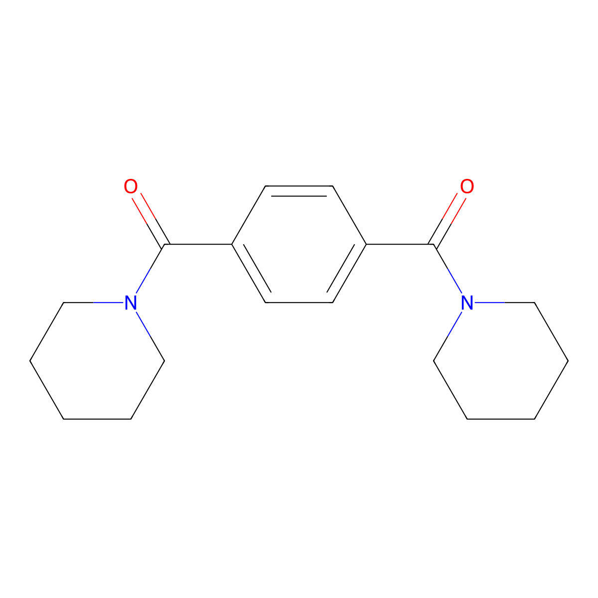 Piperidine, 1,1'-(1,4-phenylenedicarbonyl)bis- molecular structure, CAS 15088-30-9
