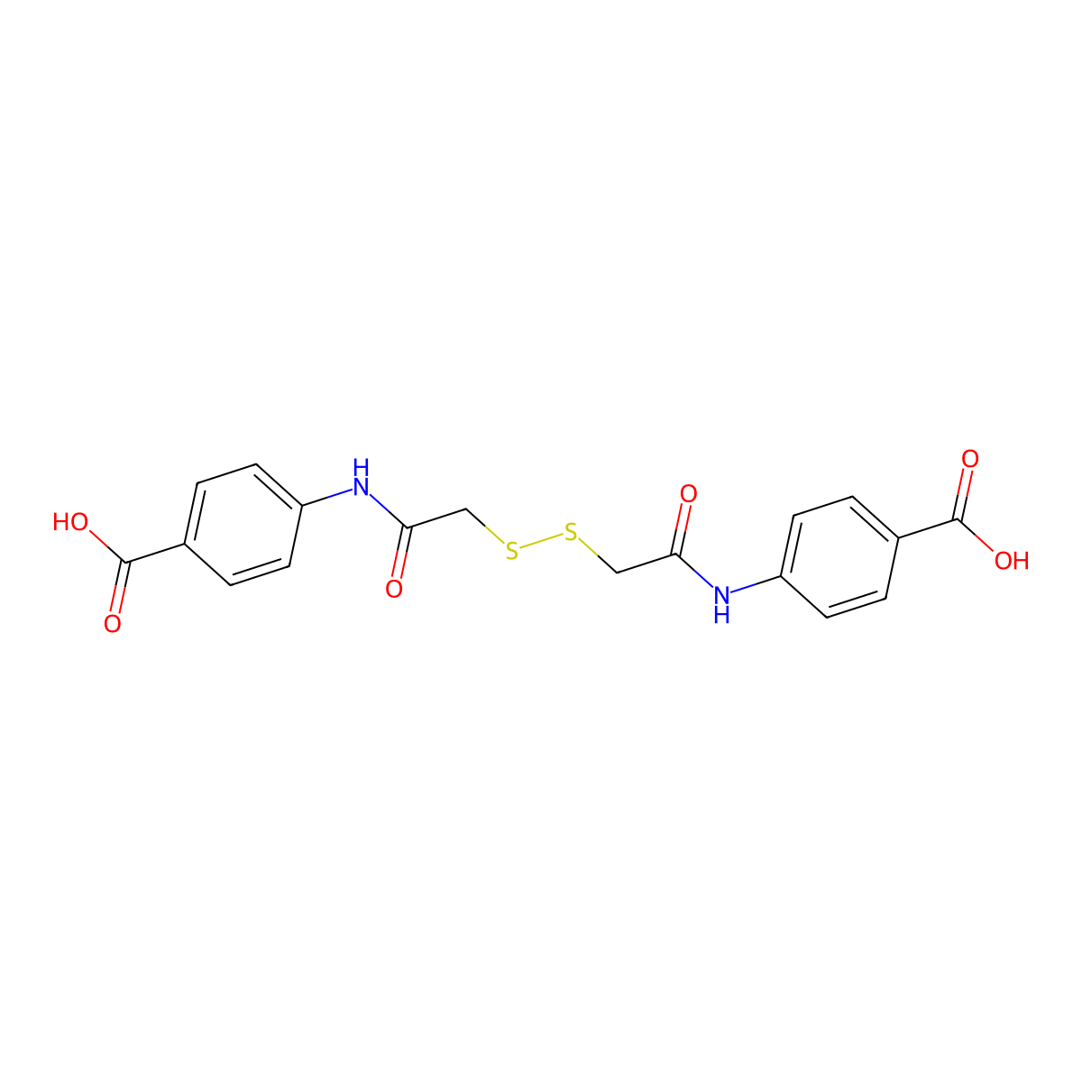 4-[[2-[[2-(4-Carboxyanilino)-2-oxoethyl]disulfanyl]acetyl]amino]benzoic acid molecular structure, CAS 15088-45-6