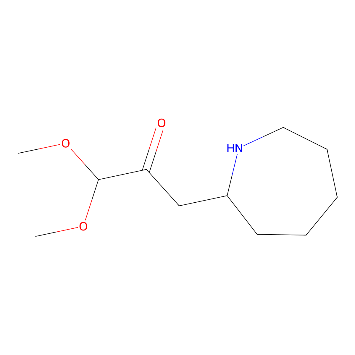 3-(Azepan-2-yl)-1,1-dimethoxypropan-2-one molecular structure, CAS 1508814-86-5