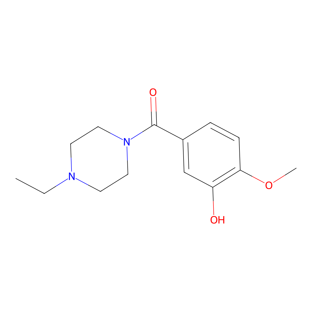 (4-Ethyl-1-piperazinyl)(3-hydroxy-4-methoxyphenyl)methanone molecular structure, CAS 1508815-02-8