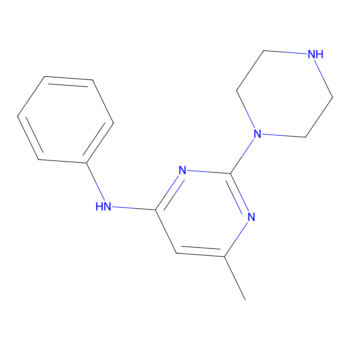 6-methyl-N-phenyl-2-(piperazin-1-yl)pyrimidin-4-amine molecular structure, CAS 1508821-49-5
