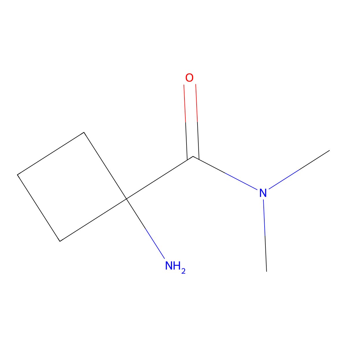 1-amino-N,N-dimethylcyclobutane-1-carboxamide molecular structure, CAS 1508823-36-6