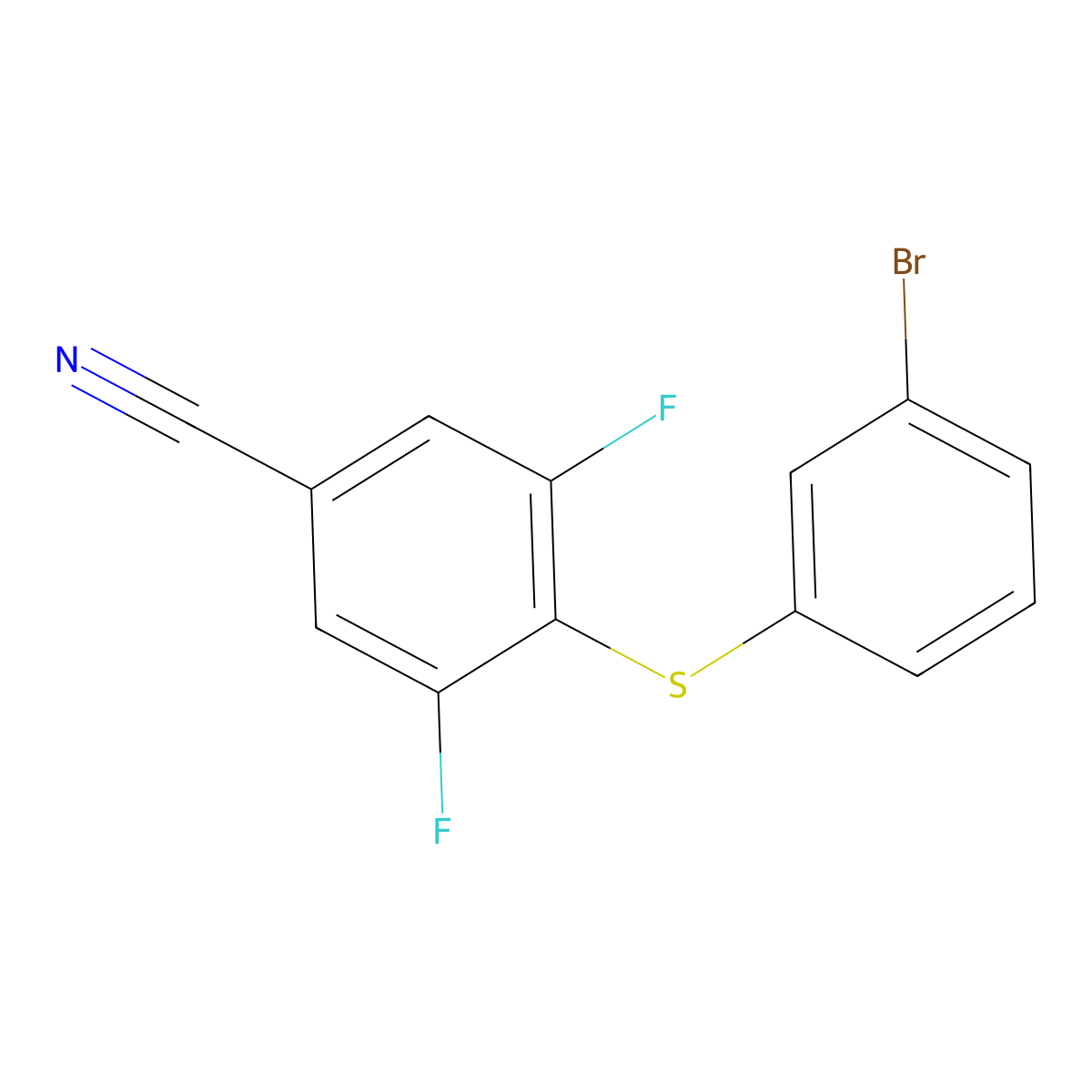 4-[(3-Bromophenyl)sulfanyl]-3,5-difluorobenzonitrile molecular structure, CAS 1508828-80-5