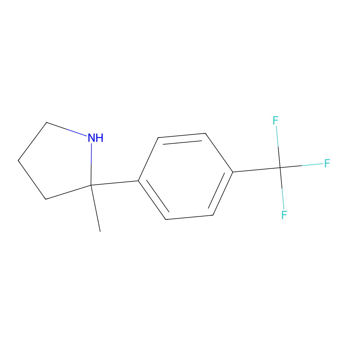 2-Methyl-2-[4-(trifluoromethyl)phenyl]pyrrolidine molecular structure, CAS 1508830-60-1