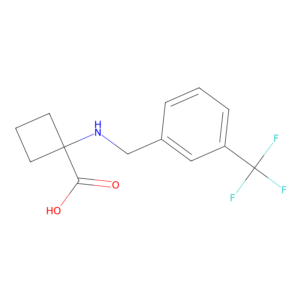 1-({[3-(Trifluoromethyl)phenyl]methyl}amino)cyclobutane-1-carboxylic acid molecular structure, CAS 1508841-87-9