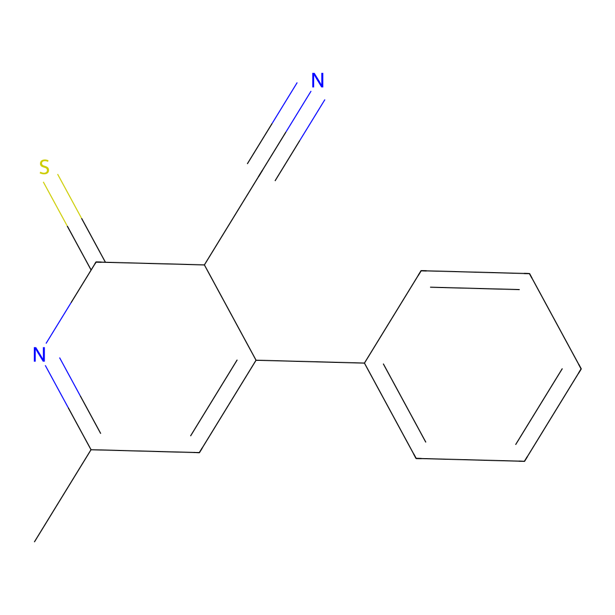 6-methyl-4-phenyl-2-sulfanylidene-3H-pyridine-3-carbonitrile molecular structure, CAS 150886-08-1