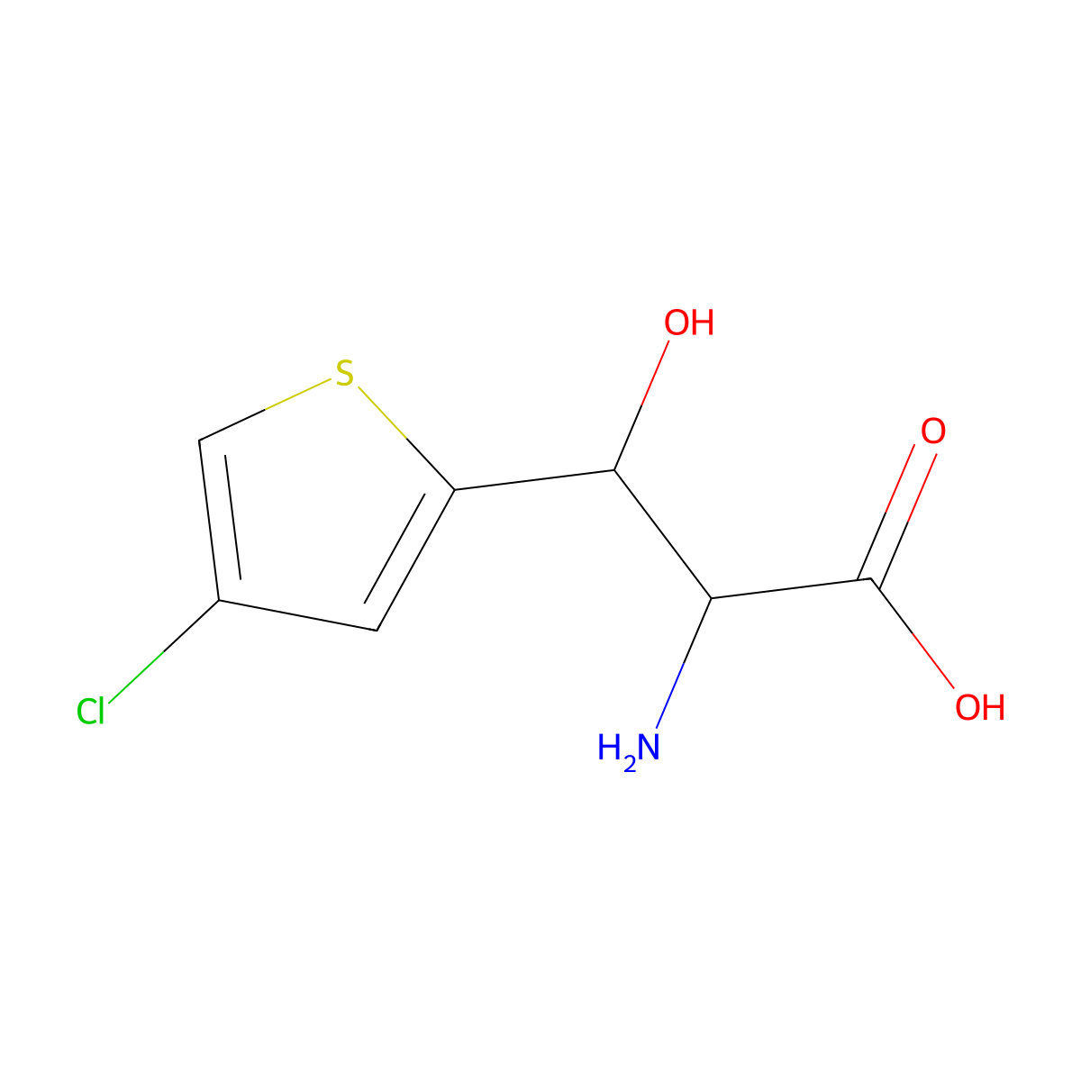 2-Amino-3-(4-chlorothiophen-2-yl)-3-hydroxypropanoic acid molecular structure, CAS 1508860-33-0