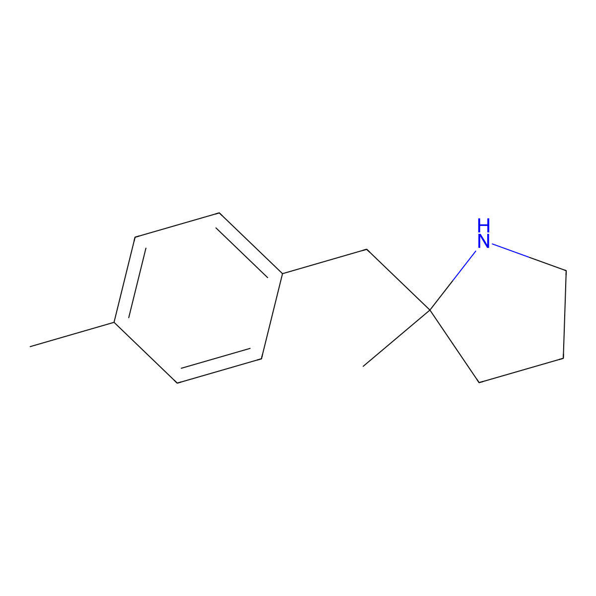 2-Methyl-2-[(4-methylphenyl)methyl]pyrrolidine molecular structure, CAS 1508861-34-4