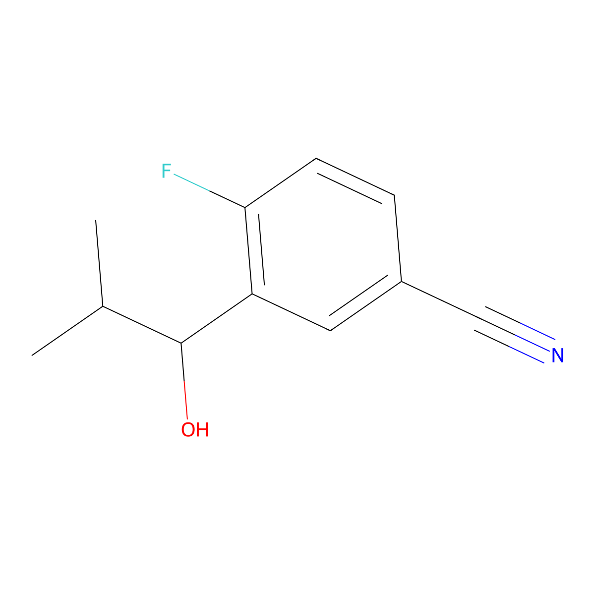 4-Fluoro-3-(1-hydroxy-2-methylpropyl)benZonitrile molecular structure, CAS 1508870-23-2