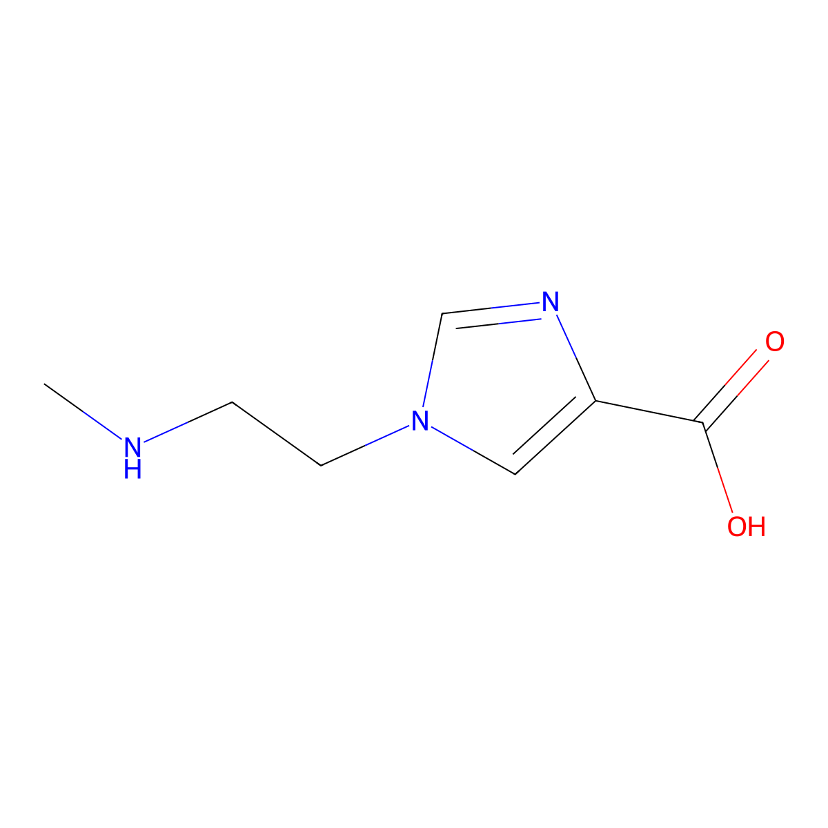 1-[2-(methylamino)ethyl]-1H-imidazole-4-carboxylic acid molecular structure, CAS 1508876-97-8