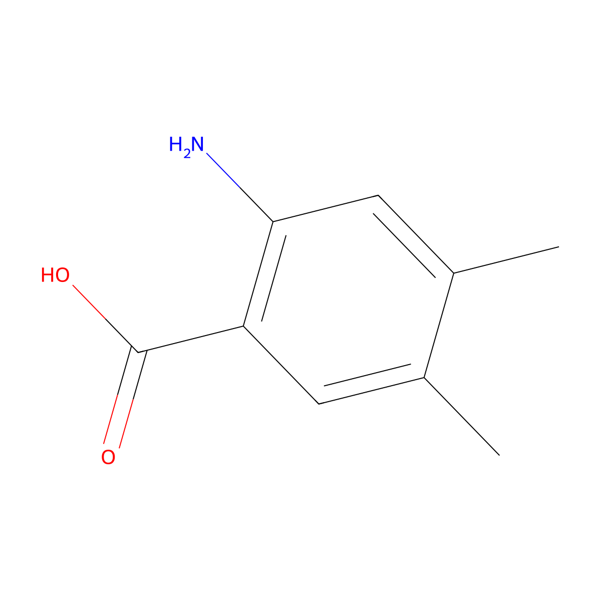 2-Amino-4,5-dimethylbenzoic acid molecular structure, CAS 15089-51-7