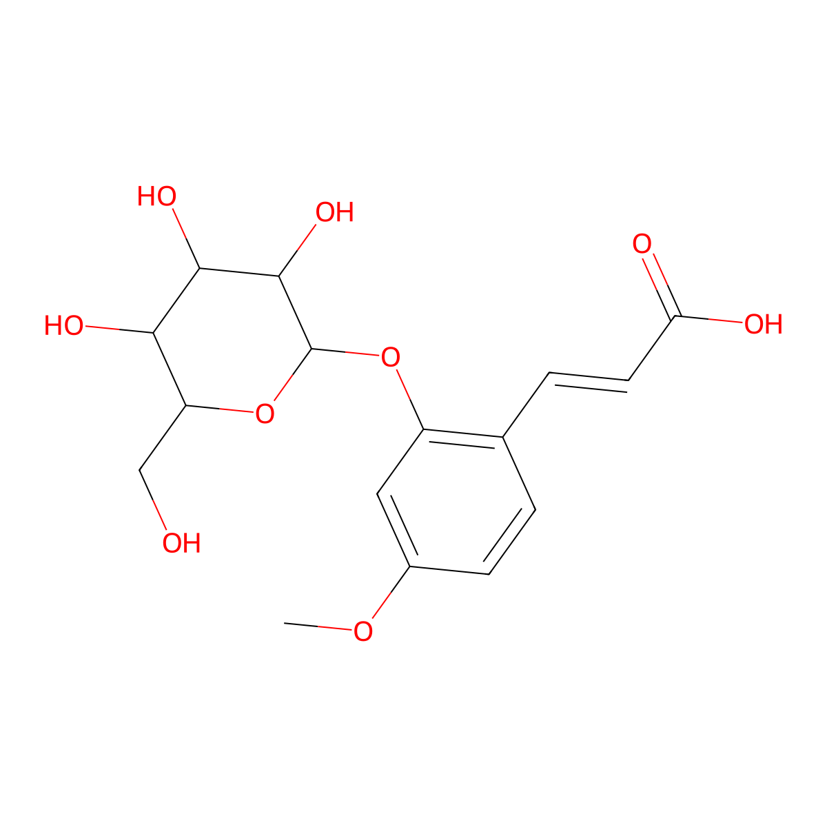 2-beta-D-Glucopyranosyloxy-4-methoxy-cis-cinnamic acid molecular structure, CAS 150892-86-7