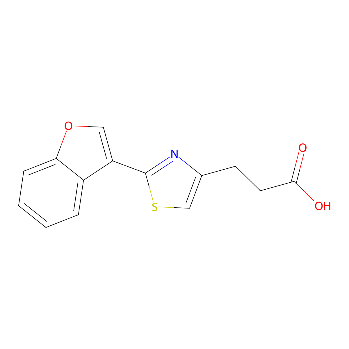 3-[2-(1-Benzofuran-3-yl)-1,3-thiazol-4-yl]propanoic acid molecular structure, CAS 1508955-40-5