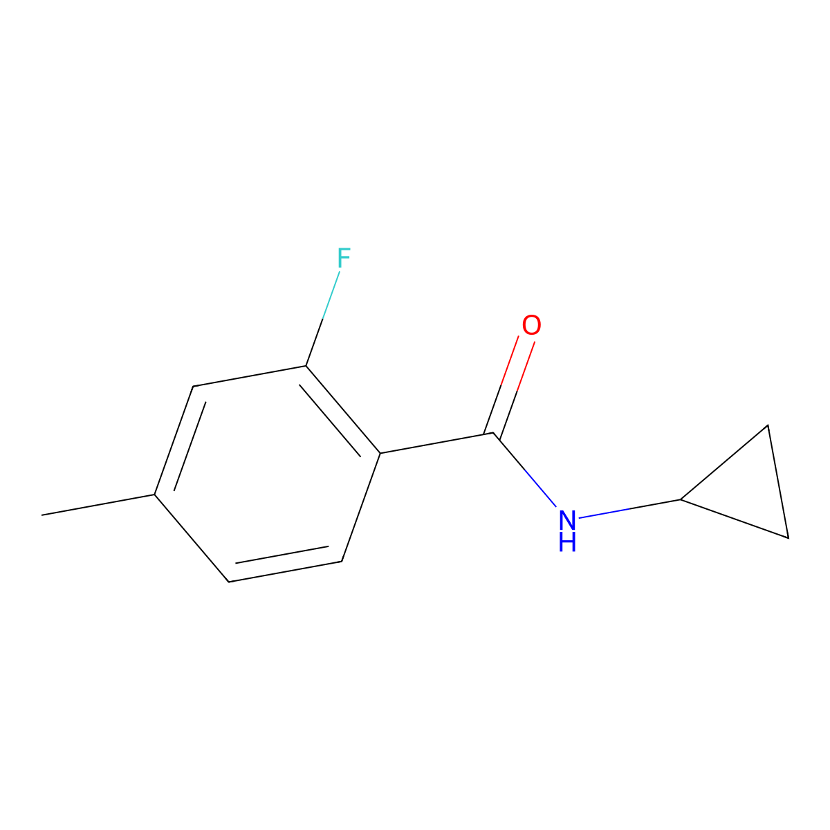 N-cyclopropyl-2-fluoro-4-methylbenzamide molecular structure, CAS 1508958-31-3