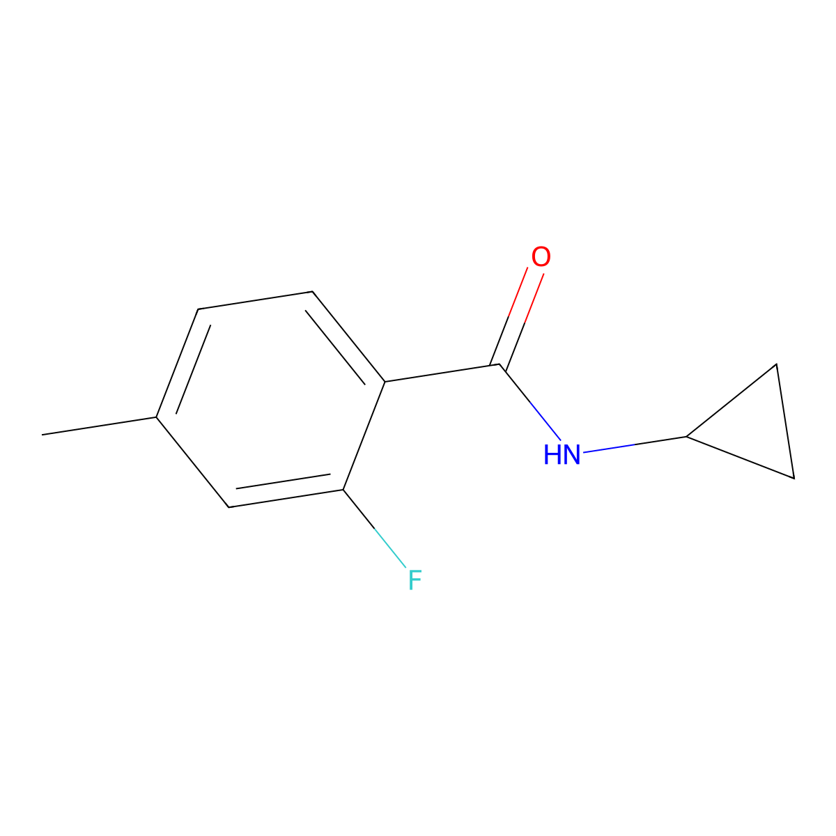 N-cyclopropyl-2-fluoro-4-methylbenzamide molecular structure, CAS 1508958-31-3