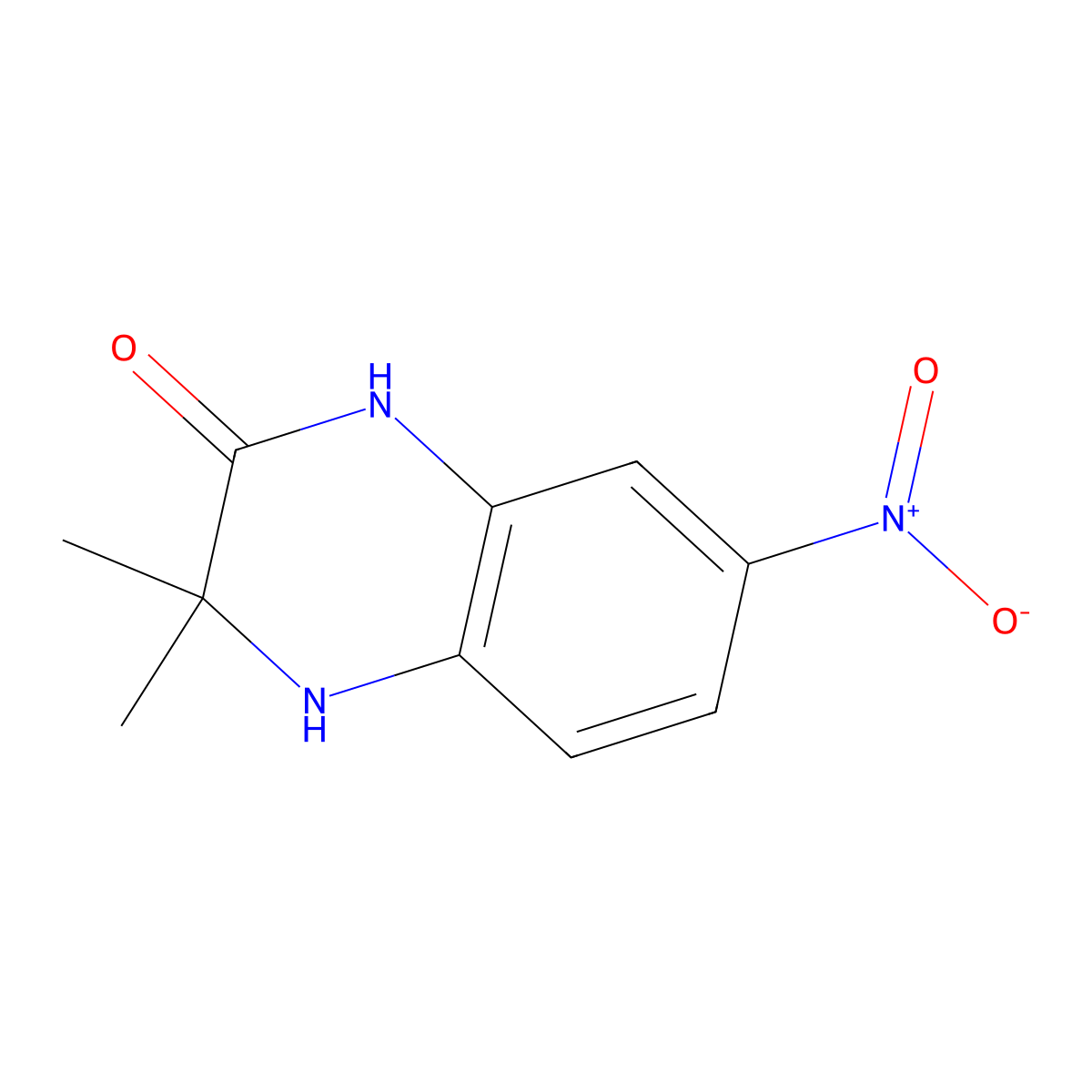 3,3-Dimethyl-7-nitro-1,4-dihydroquinoxalin-2-one molecular structure, CAS 150896-67-6