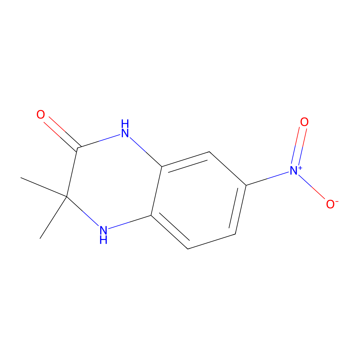 3,3-Dimethyl-7-nitro-1,4-dihydroquinoxalin-2-one molecular structure, CAS 150896-67-6