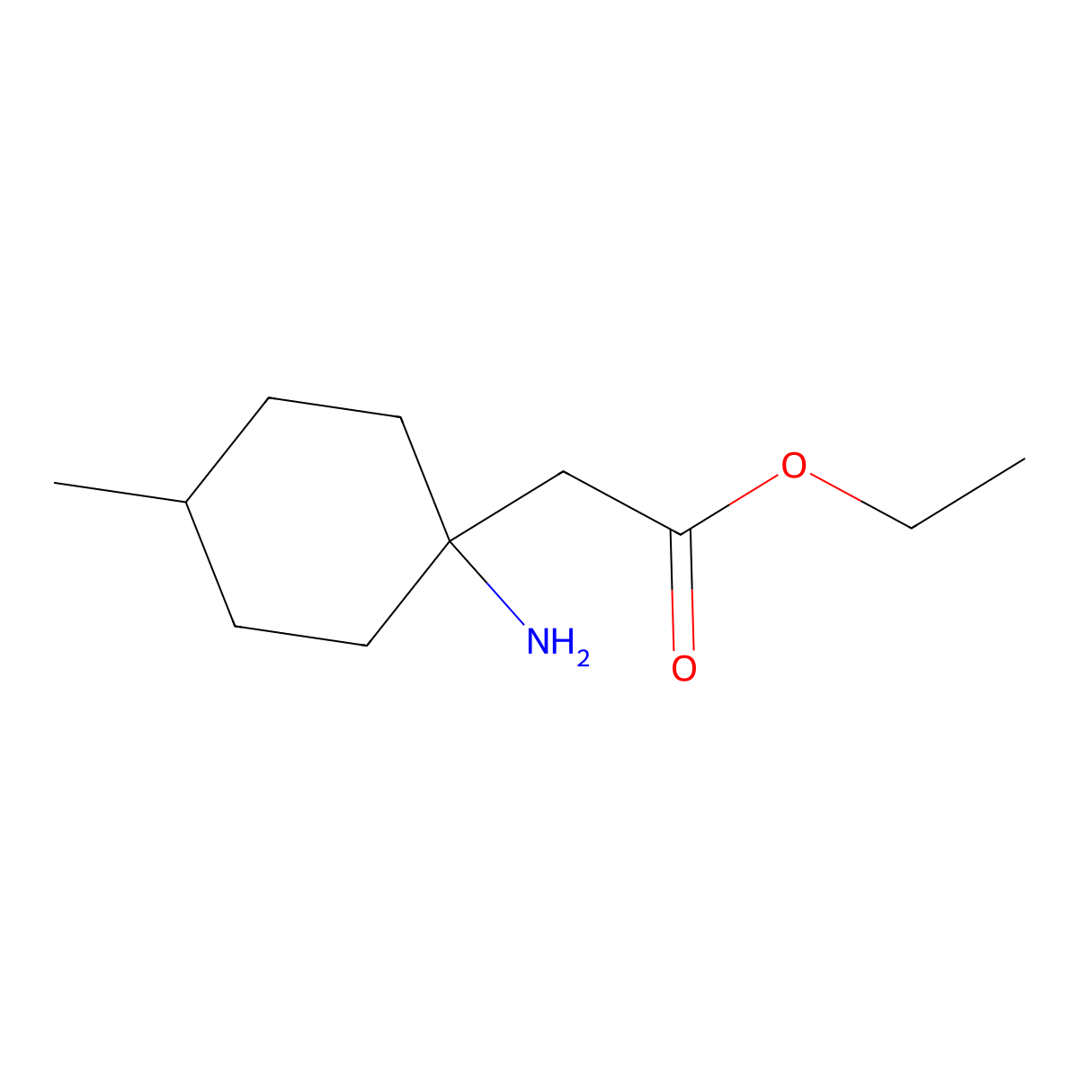 Ethyl 2-(1-amino-4-methylcyclohexyl)acetate molecular structure, CAS 1508965-18-1