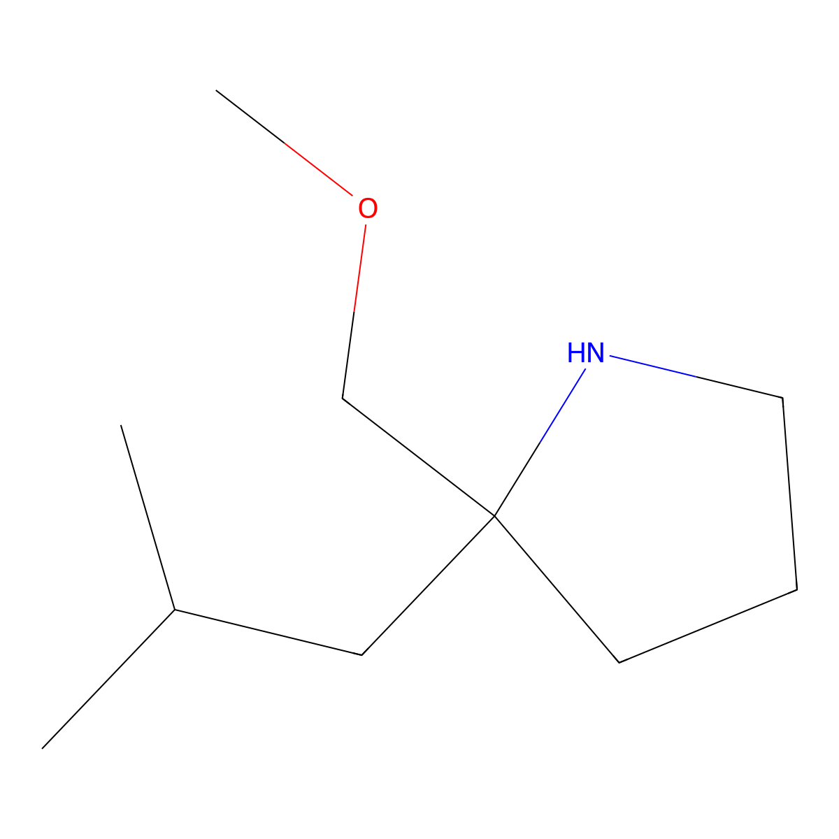 2-(Methoxymethyl)-2-(2-methylpropyl)pyrrolidine molecular structure, CAS 1508970-30-6