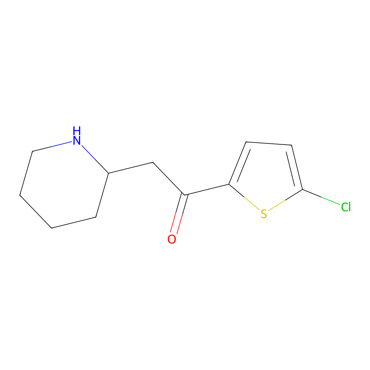 1-(5-Chlorothiophen-2-yl)-2-(piperidin-2-yl)ethan-1-one molecular structure, CAS 1508979-63-2