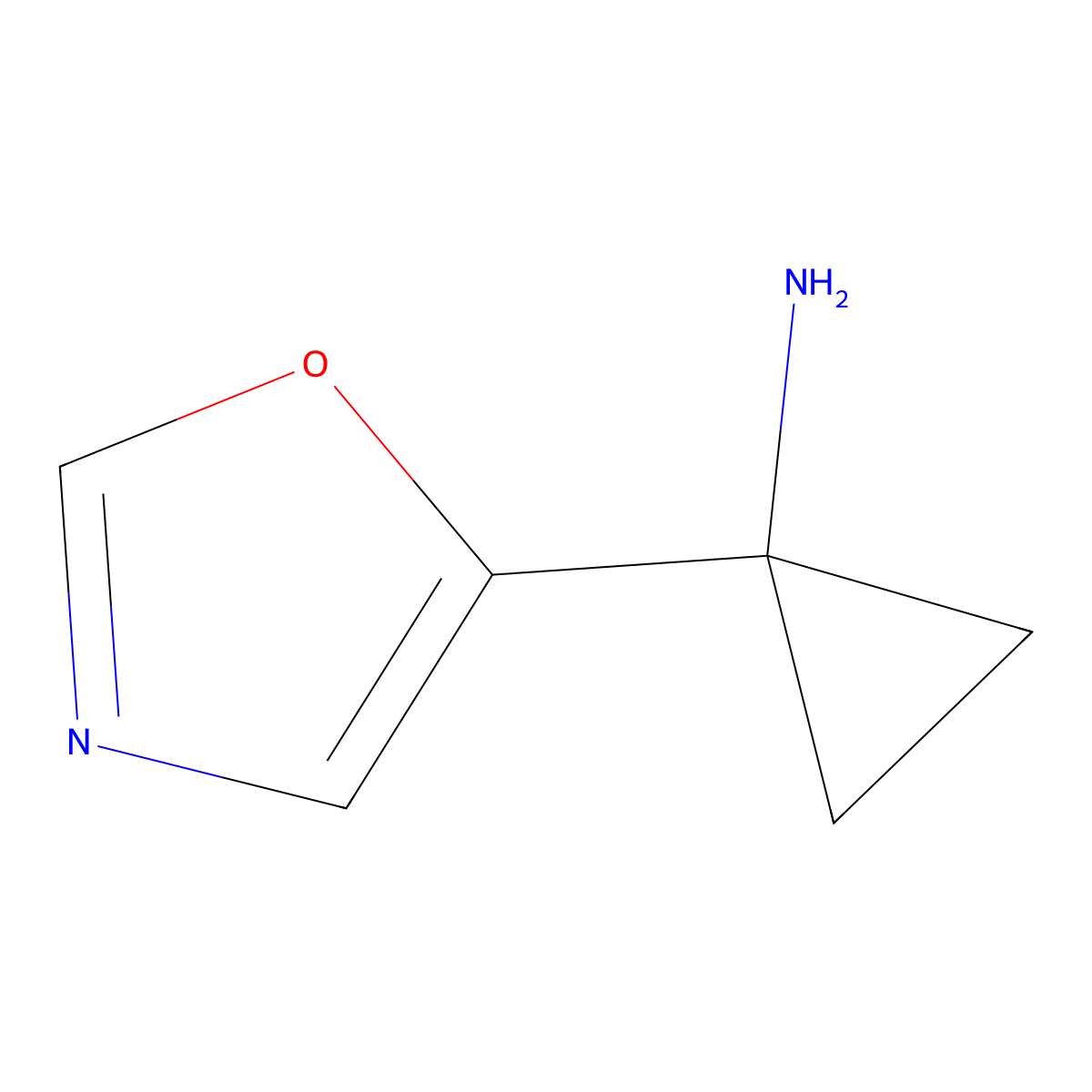 1-Oxazol-5-yl-cyclopropylamine molecular structure, CAS 1508992-06-0