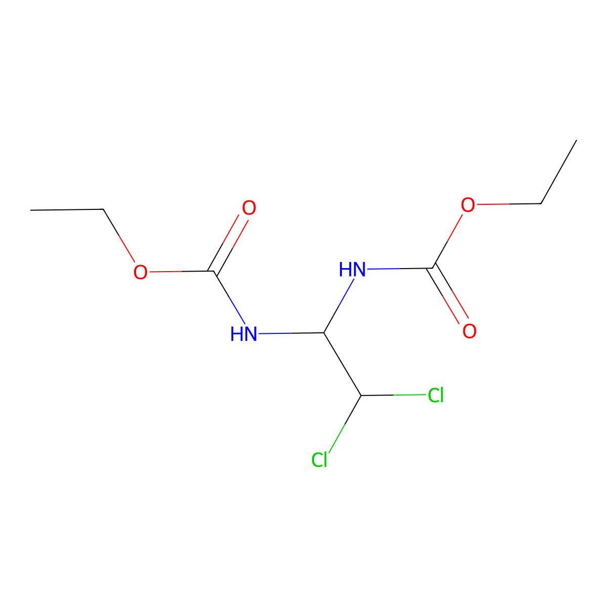 ethyl N-[2,2-dichloro-1-(ethoxycarbonylamino)ethyl]carbamate molecular structure, CAS 1509-56-4