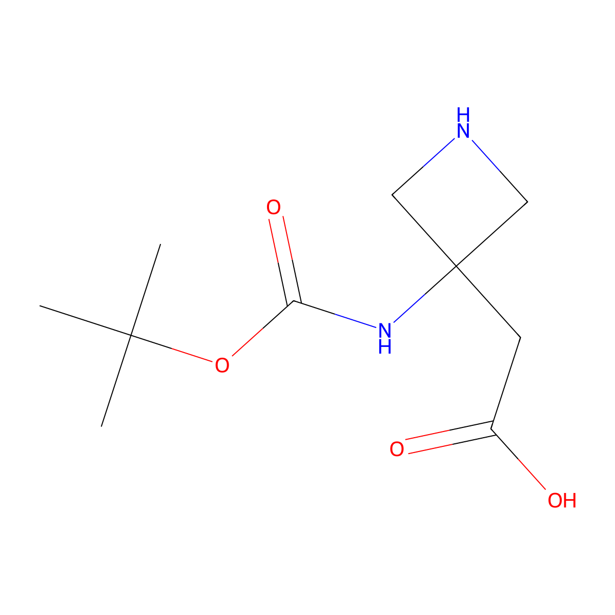 2-(3-{[(Tert-butoxy)carbonyl]amino}azetidin-3-yl)aceticacid molecular structure, CAS 1509029-41-7