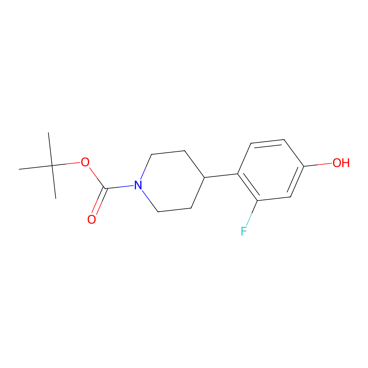 4-(2-Fluoro-4-hydroxy-phenyl)-piperidine-1-carboxylic acid tert-butyl ester molecular structure, CAS 1509045-13-9