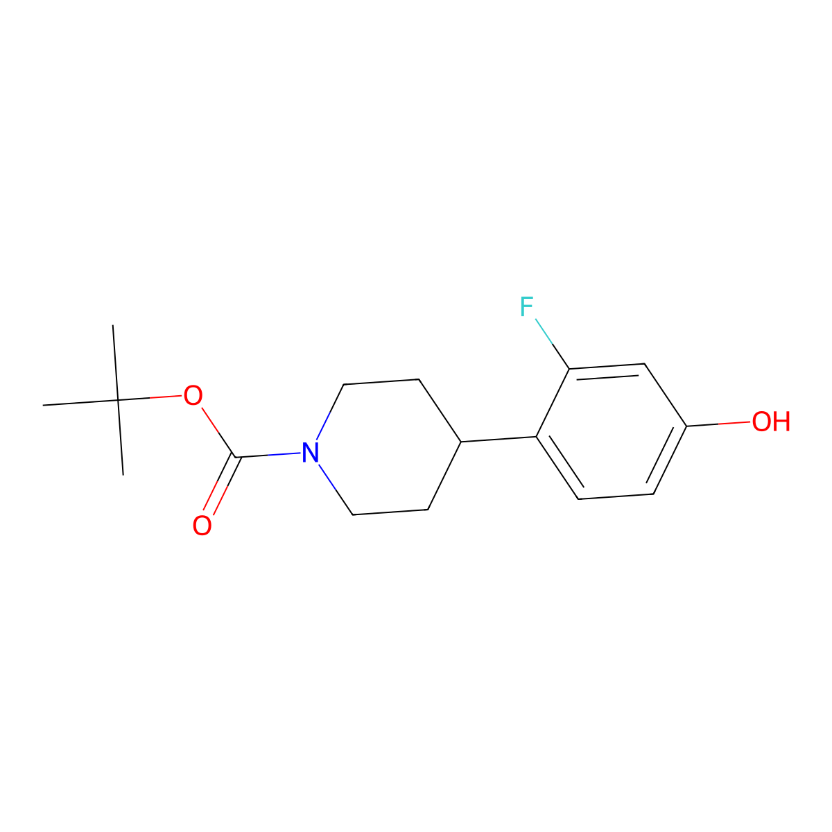 4-(2-Fluoro-4-hydroxy-phenyl)-piperidine-1-carboxylic acid tert-butyl ester molecular structure, CAS 1509045-13-9