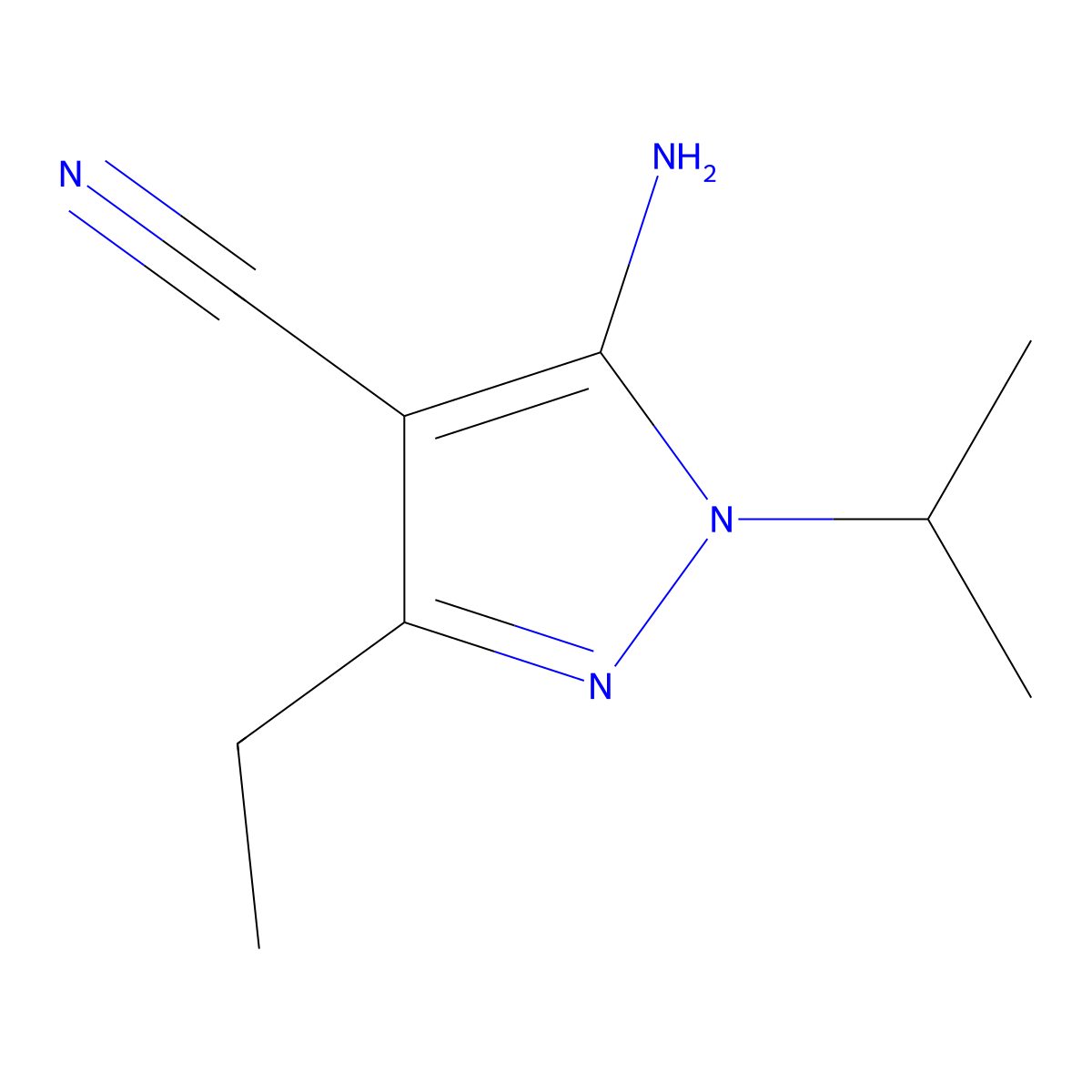 5-amino-3-ethyl-1-(propan-2-yl)-1H-pyrazole-4-carbonitrile molecular structure, CAS 1509062-29-6