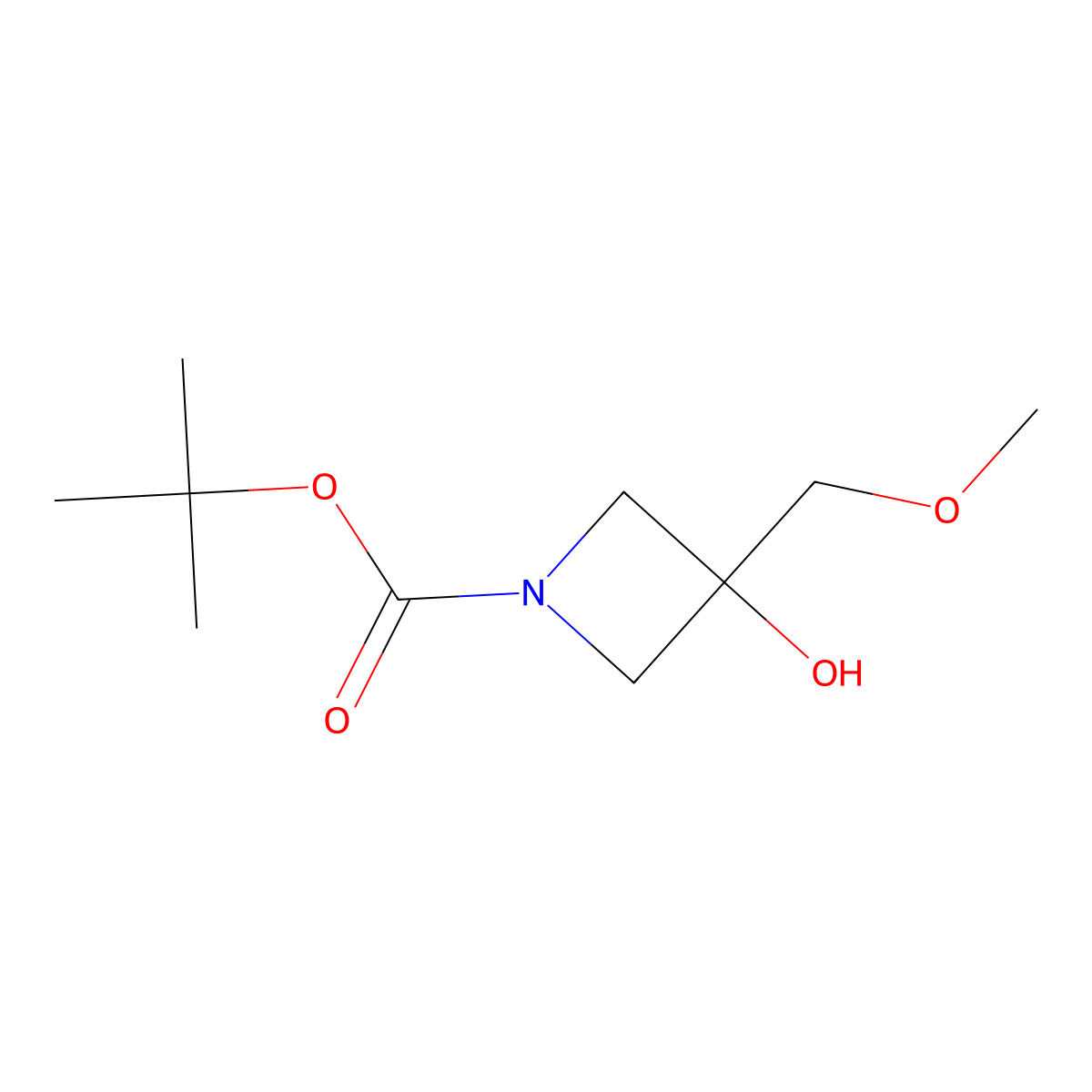 Tert-butyl 3-hydroxy-3-(methoxymethyl)azetidine-1-carboxylate molecular structure, CAS 1509073-53-3