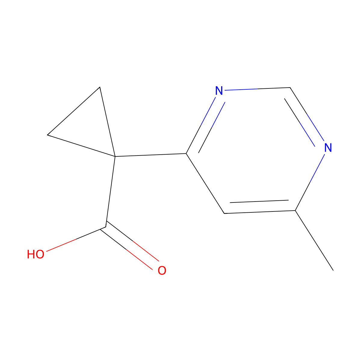 1-(6-Methylpyrimidin-4-yl)cyclopropane-1-carboxylic acid molecular structure, CAS 1509080-02-7