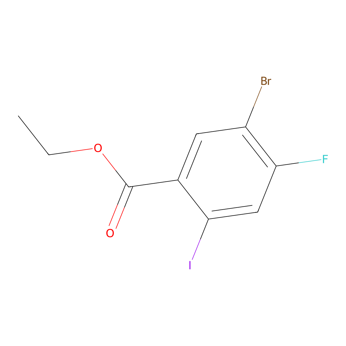 Ethyl 5-bromo-4-fluoro-2-iodobenzoate molecular structure, CAS 1509083-82-2