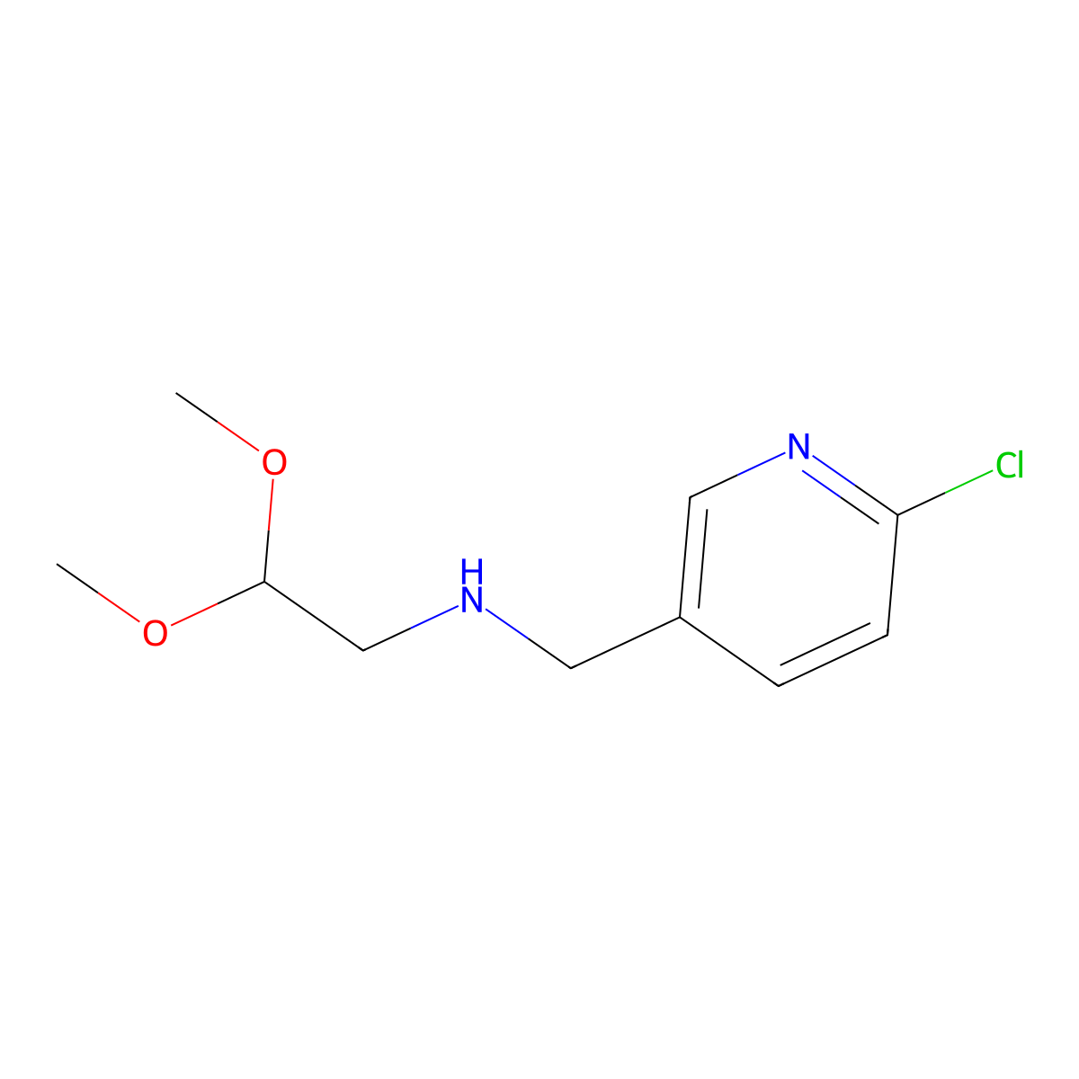 N-[(6-chloro-3-pyridyl)methyl]-2,2-dimethoxyethanamine molecular structure, CAS 1509093-27-9