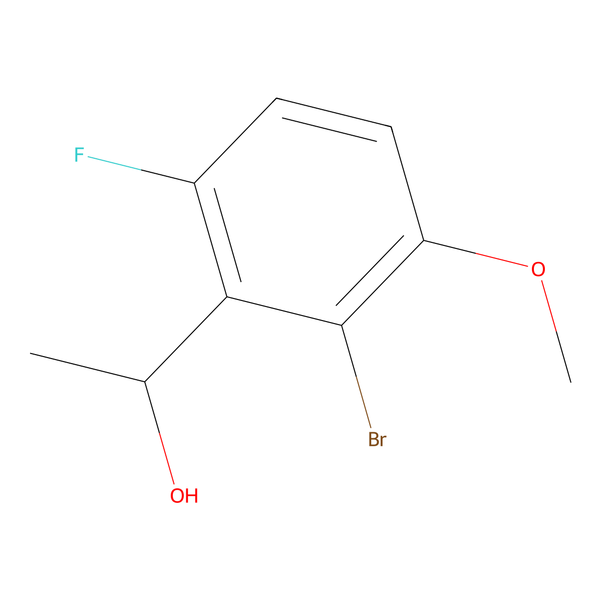 1-(2-Bromo-6-fluoro-3-methoxyphenyl)ethanol molecular structure, CAS 1509096-97-2