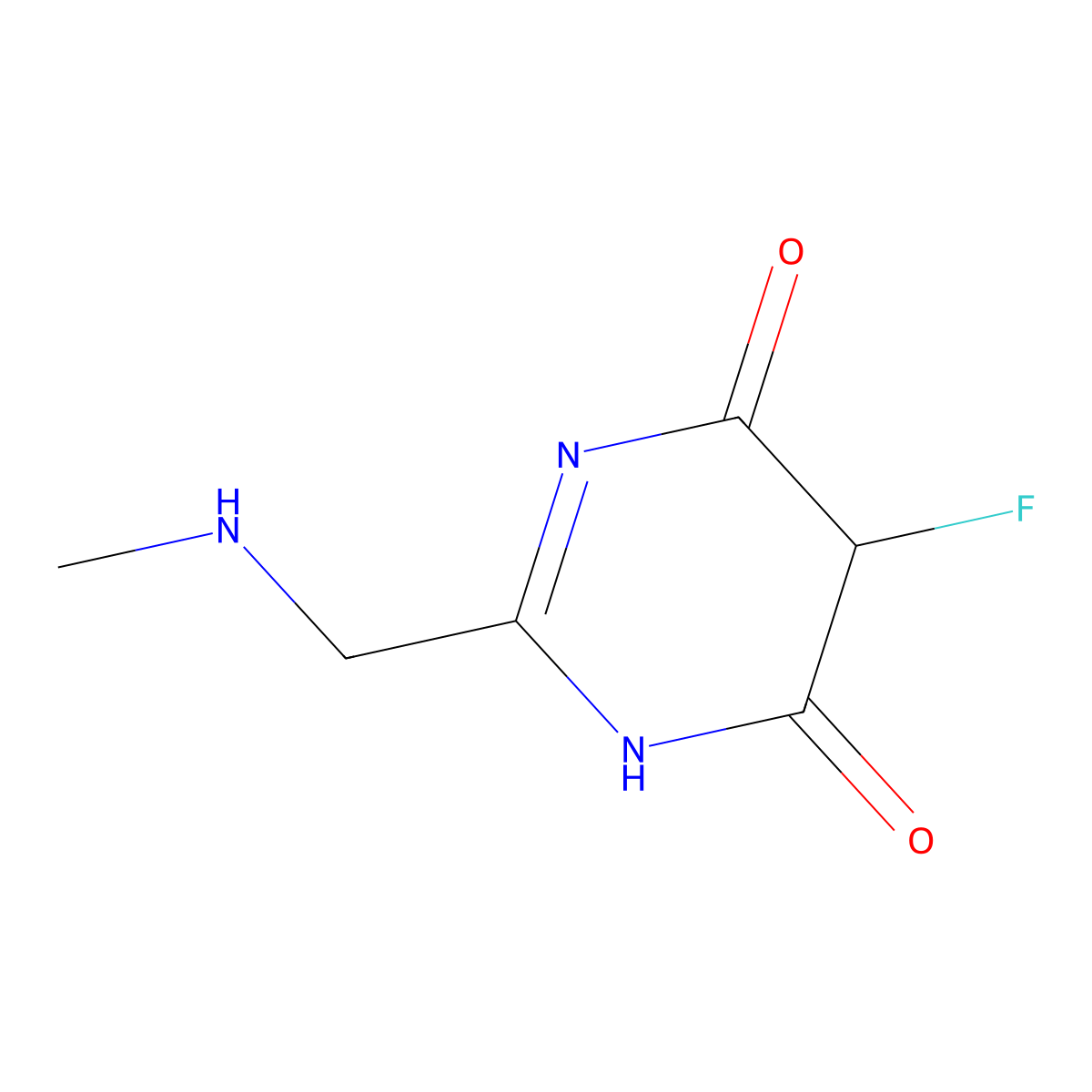 5-Fluoro-2-[(methylamino)methyl]-1,4,5,6-tetrahydropyrimidine-4,6-dione molecular structure, CAS 1509097-57-7